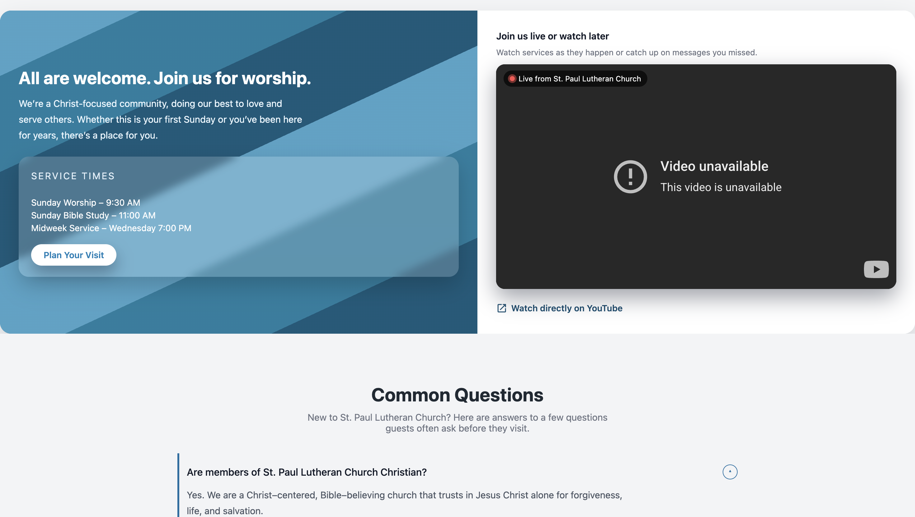 Service times section